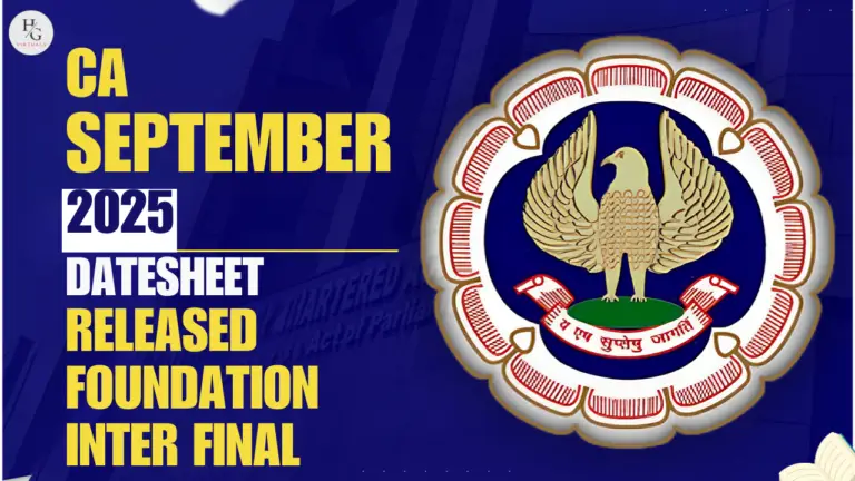 Graphic announcing the CA September 2025 datesheet release for Foundation, Inter and Final exams