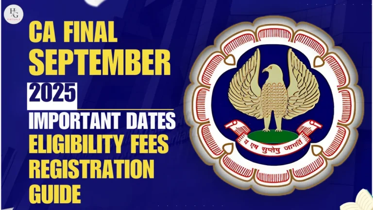 Graphic with the ICAI emblem and the text CA Final September exams dates, eligibility, fees and registration