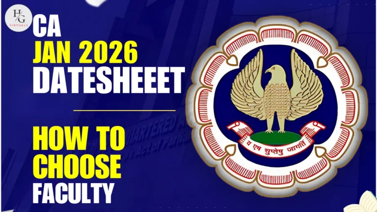 Graphic with the ICAI emblem and the text CA January datesheet and how to choose faculty