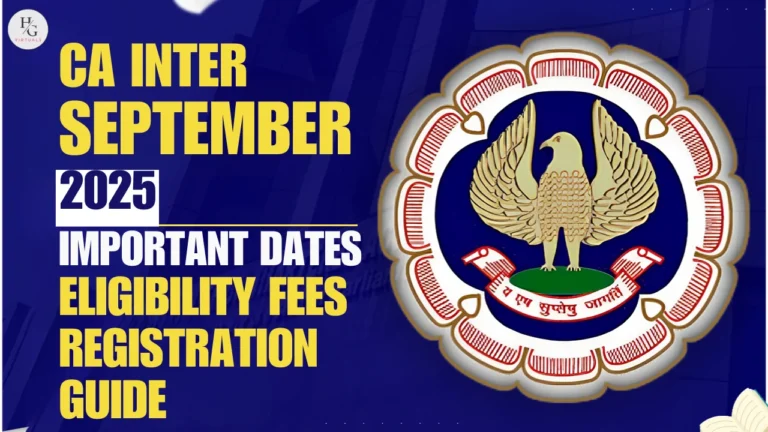 Graphic with the ICAI emblem and the text CA Inter September exams dates, eligibility, fees and registration