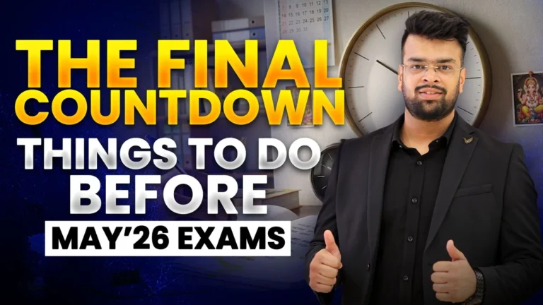 CA Harsh Gupta giving a thumbs up with the text The Final Countdown, things to do before the May exams