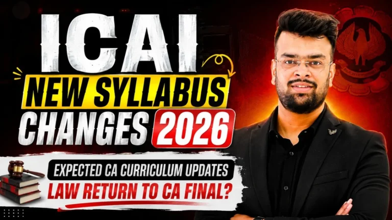 CA Harsh Gupta with the text ICAI New Syllabus Changes and a question about law returning to CA Final